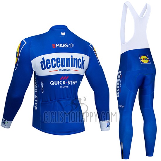 Deceuninck Quick Step Cycling Jersey Bib Tight 2019 Long Sleeve Blue White